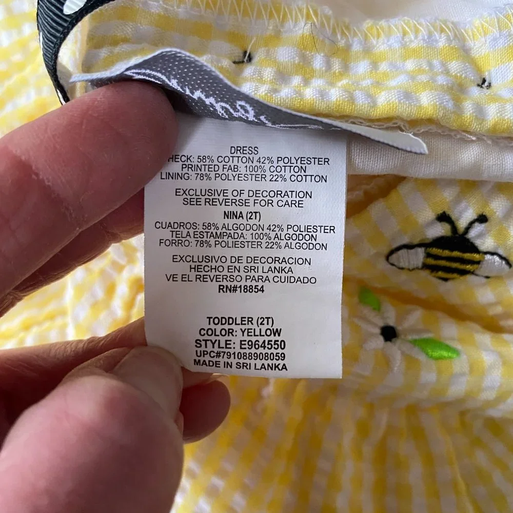 Emily Rose girls 2T yellow and black bee daisy sleeveless sundress